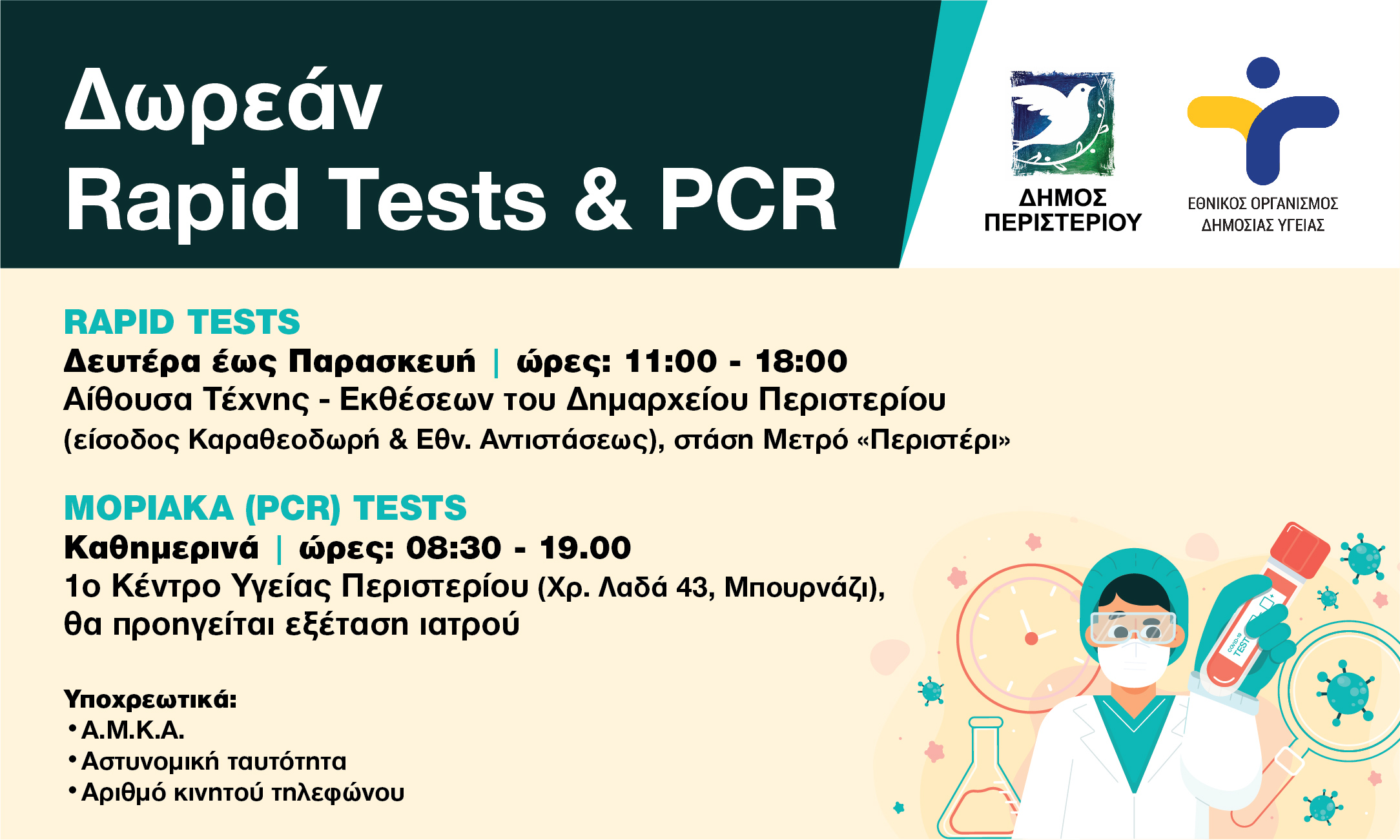 Περιστέρι, rapid test ΕΟΔΥ